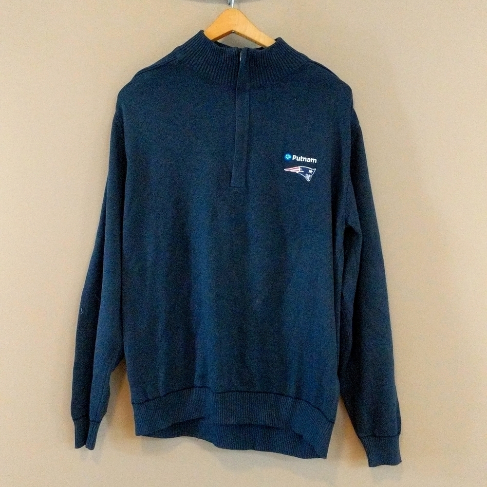 NWT Cutter & Buck M NFL Navy Patriots zip sweater